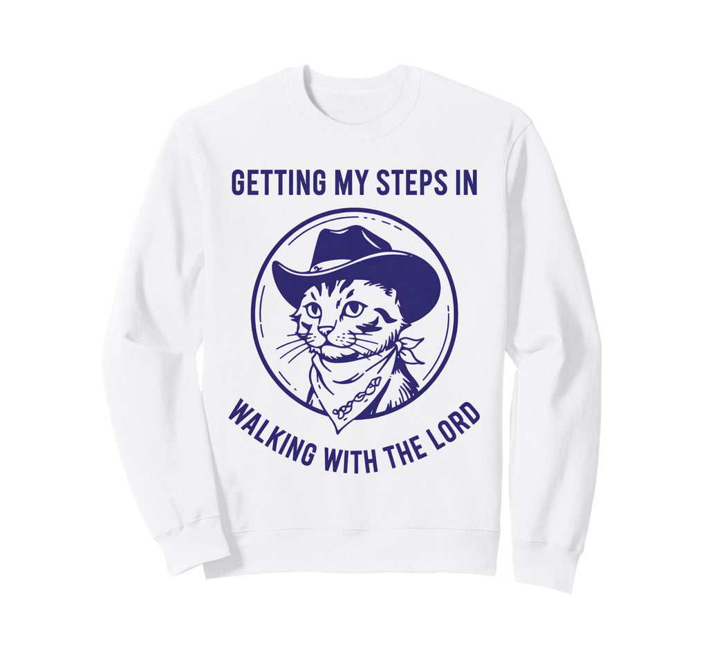 Getting My Steps Walking Lord Cat Sweatshirt - Novelty Apparel Unisex - T-Shirt, Sweatshirt, Hoodie