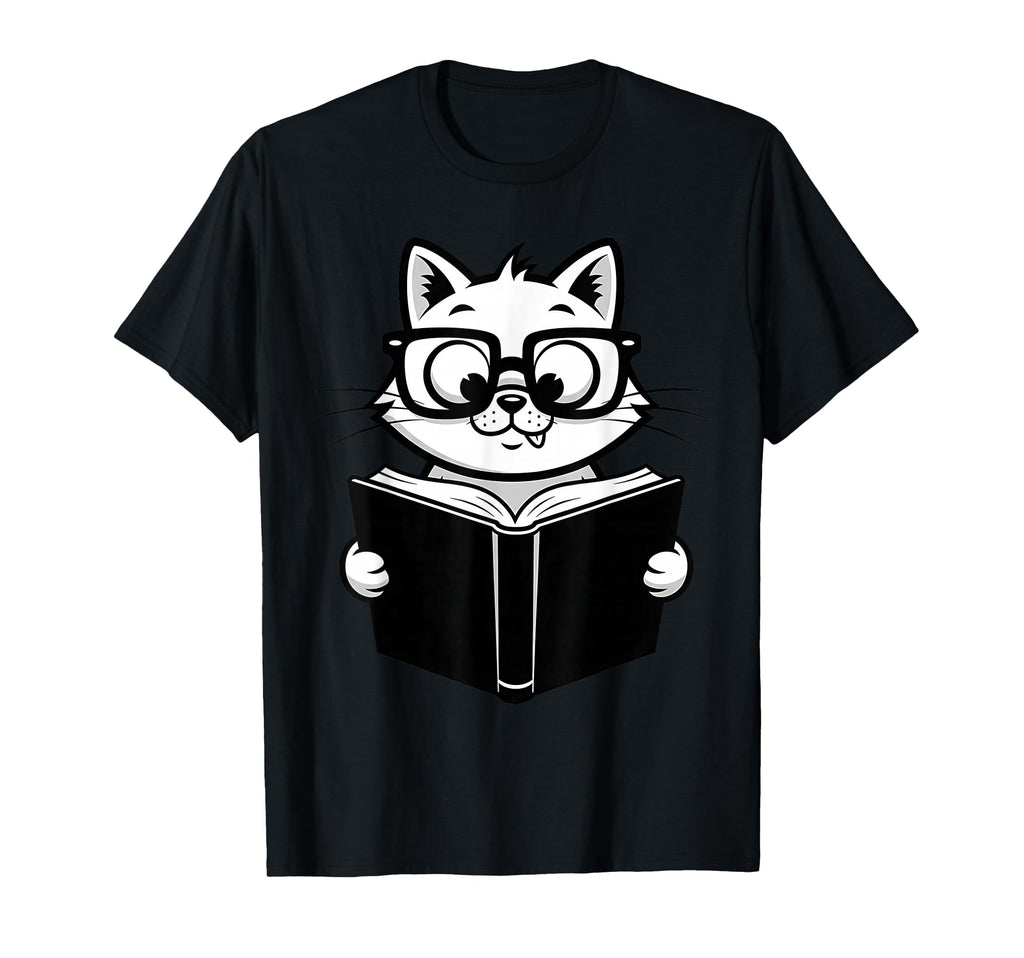 Cat Reading Book Nerd Kitty T-Shirt - Fun Novelty Design for Adults - T-Shirt, Sweatshirt, Hoodie