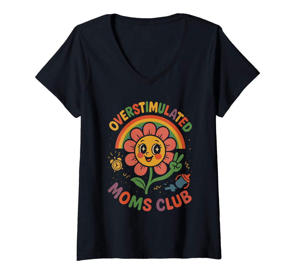 Moms Club Groovy Overstimulated Sweatshirt - Trendy Graphic Unisex - T-Shirt, Sweatshirt, Hoodie