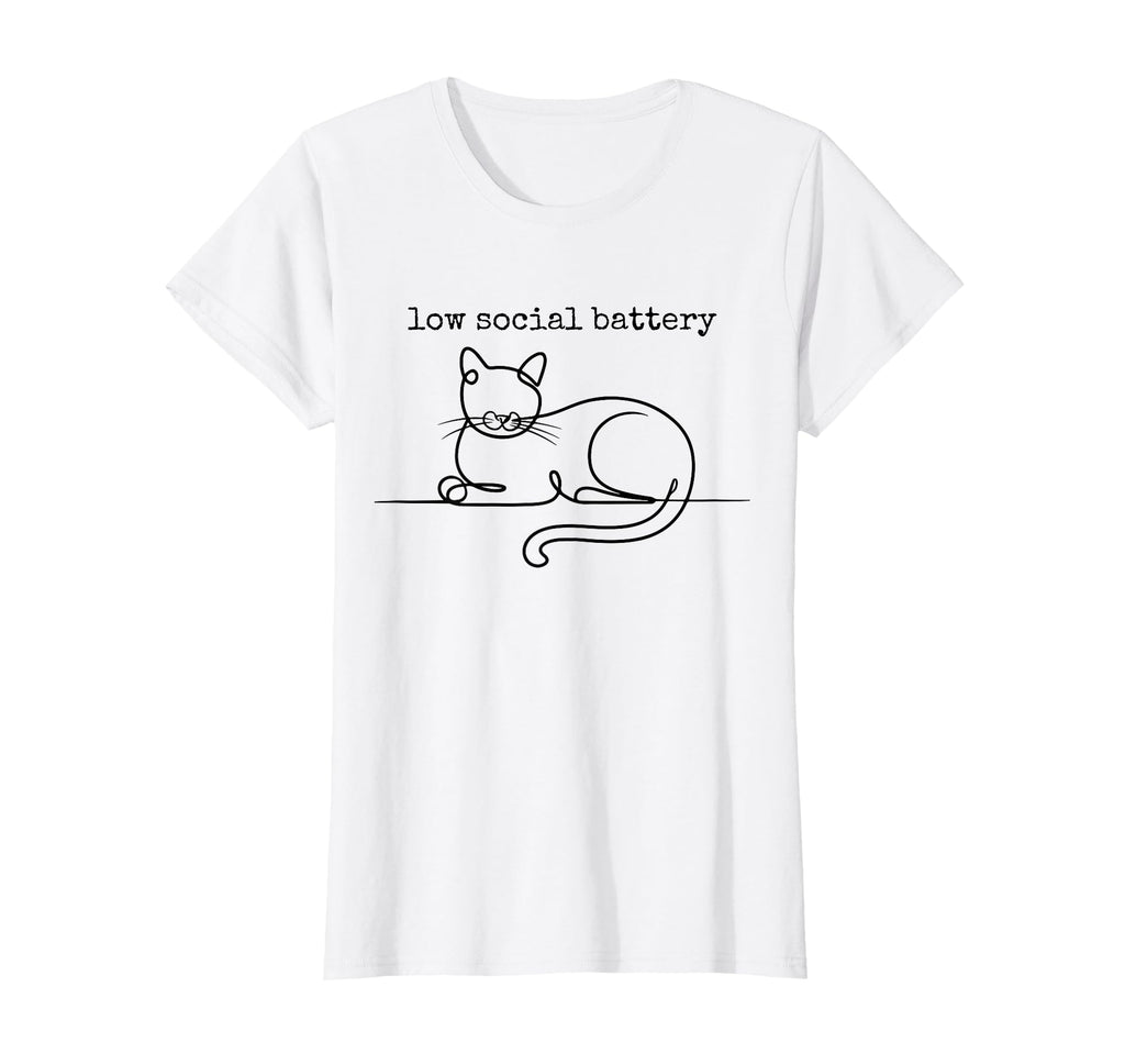 Low Social Battery Minimal Cat T-Shirt - Fun Novelty Design for Adults - T-Shirt, Sweatshirt, Hoodie