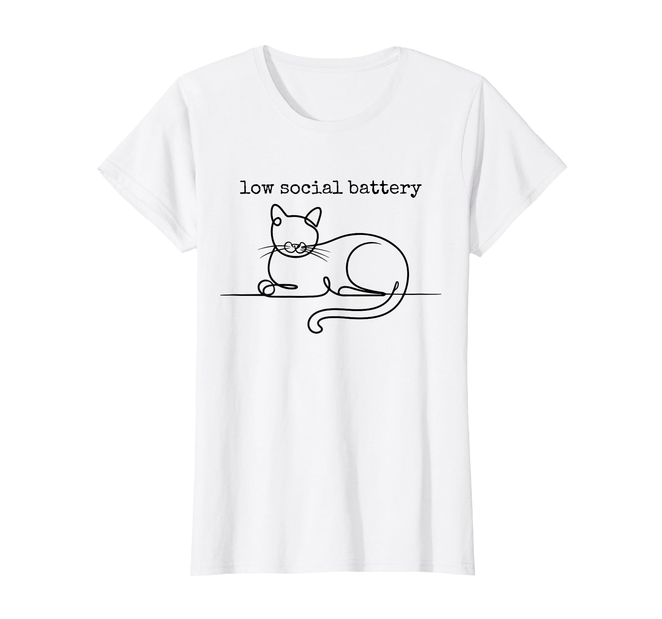 Low Social Battery Minimal Cat T-Shirt - Fun Novelty Design for Adults - T-Shirt, Sweatshirt, Hoodie