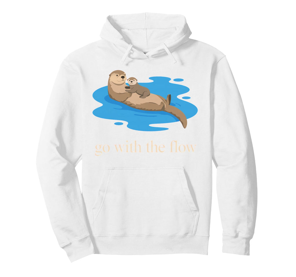 Flow Otter Parent Child Relax Hoodie - Graphic Print Men Women - T-Shirt, Sweatshirt, Hoodie
