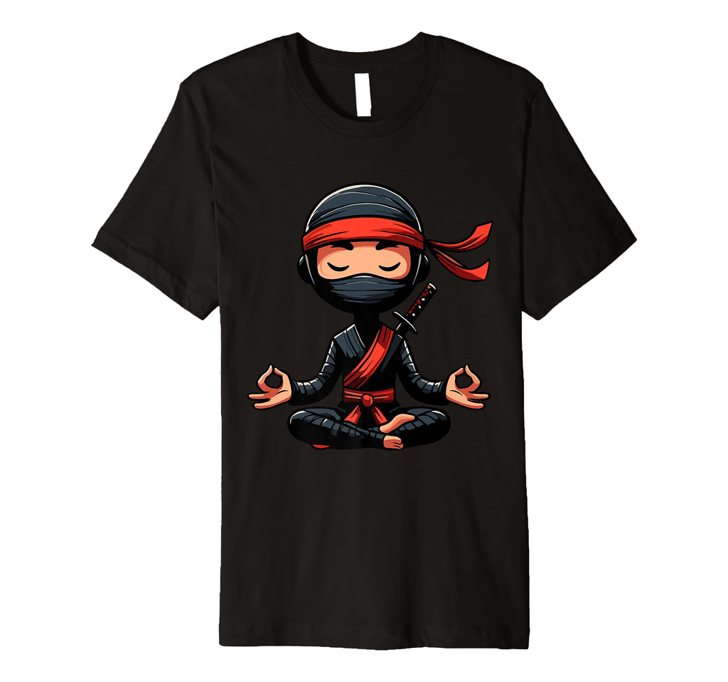Meditation Ninja Yoga Pose Relaxing T-Shirt - Minimalist Print Men Women - T-Shirt, Sweatshirt, Hoodie