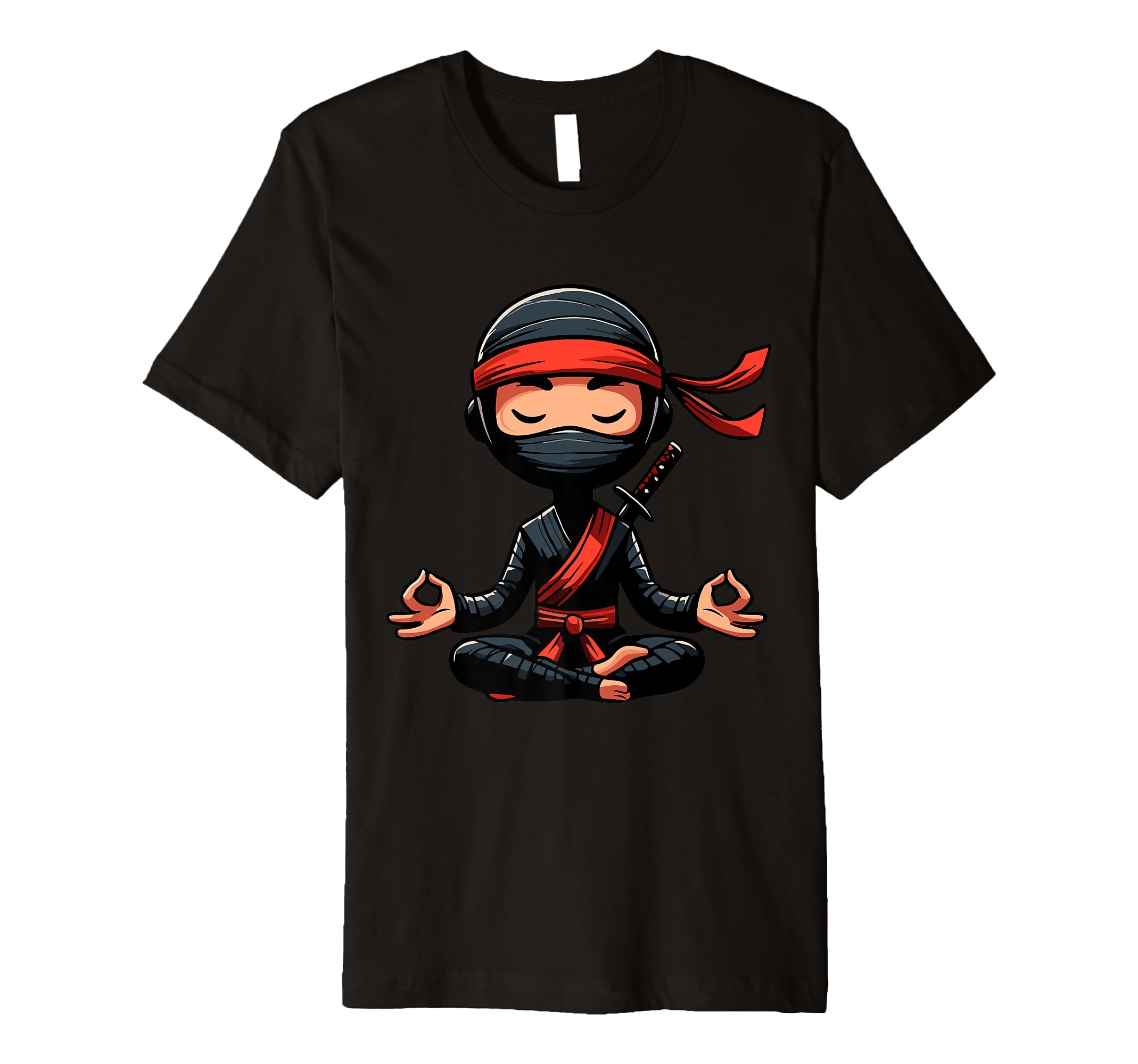 Meditation Ninja Yoga Pose Relaxing T-Shirt - Minimalist Print Men Women - T-Shirt, Sweatshirt, Hoodie