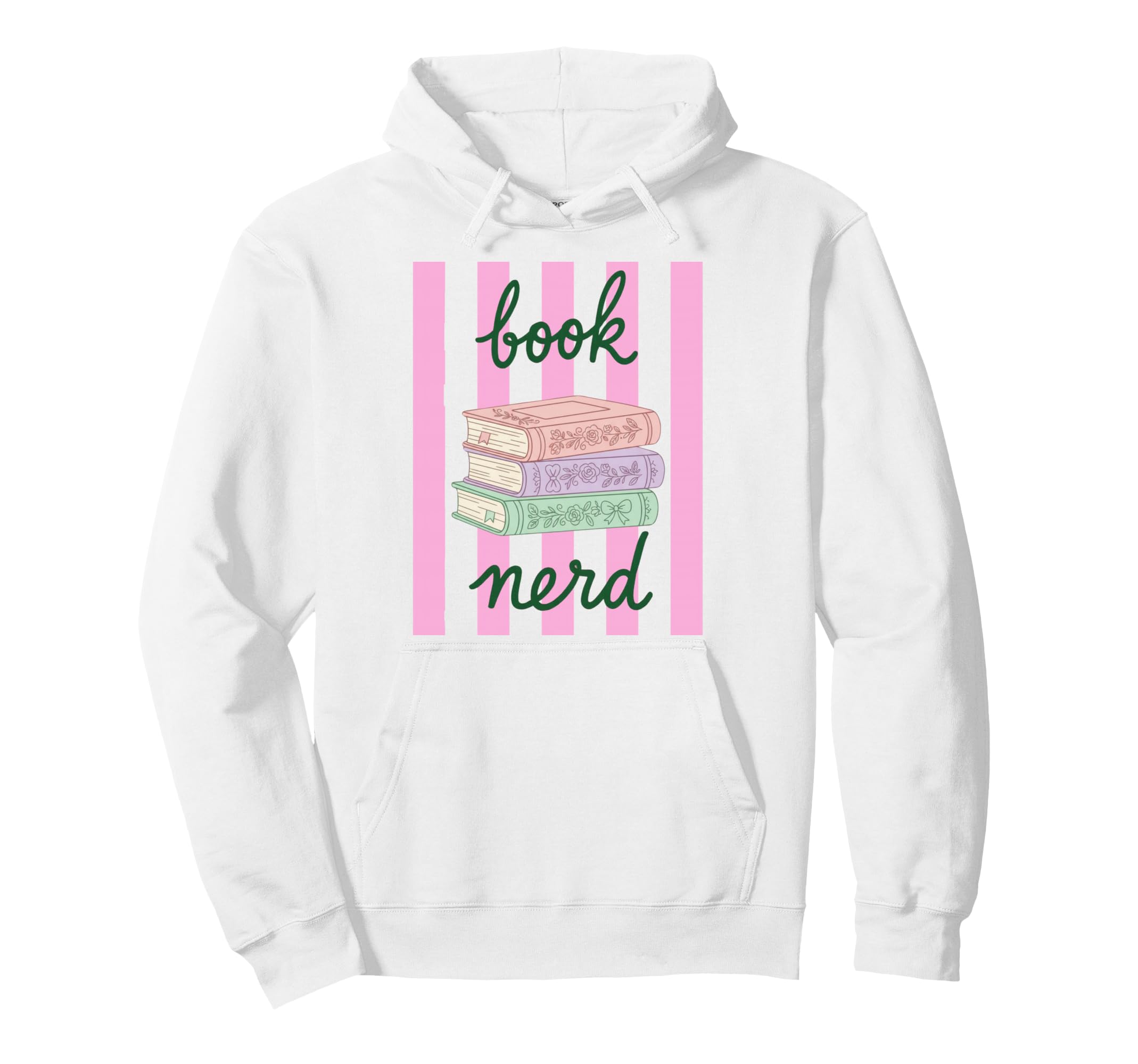 Book Nerd Striped Coquette Bow Hoodie - Custom Art Print for Adults - T-Shirt, Sweatshirt, Hoodie