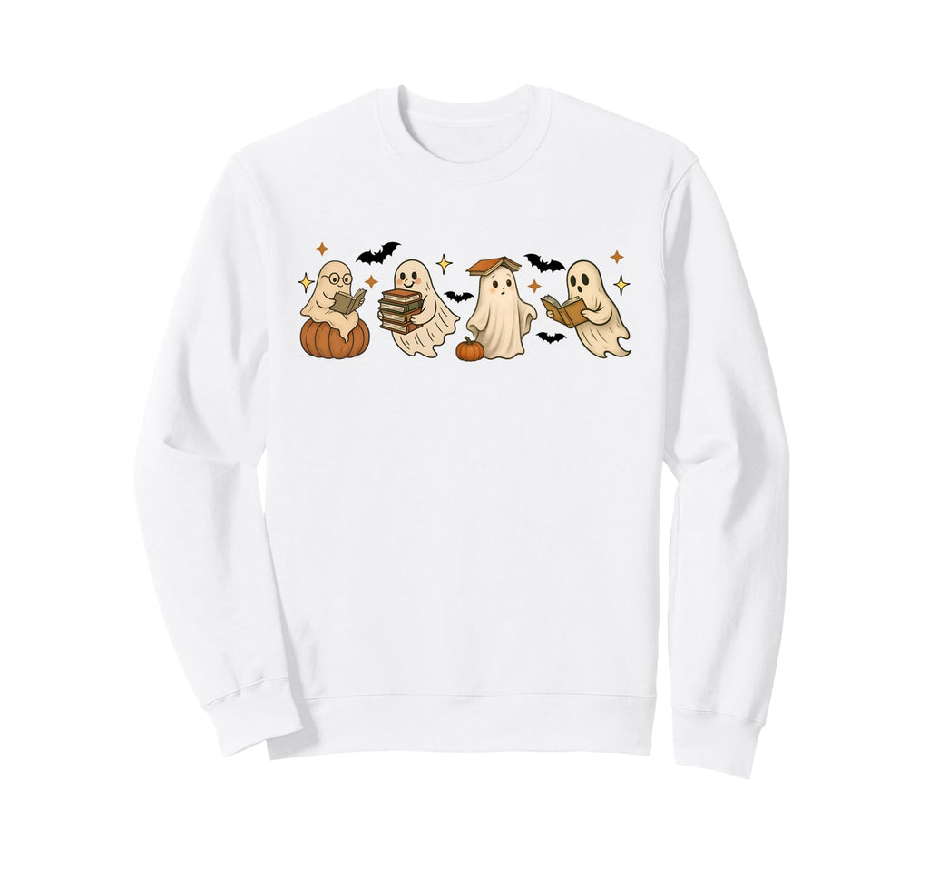 Halloween Ghost Book Lover Sweatshirt - Unique Graphic for Adults - T-Shirt, Sweatshirt, Hoodie