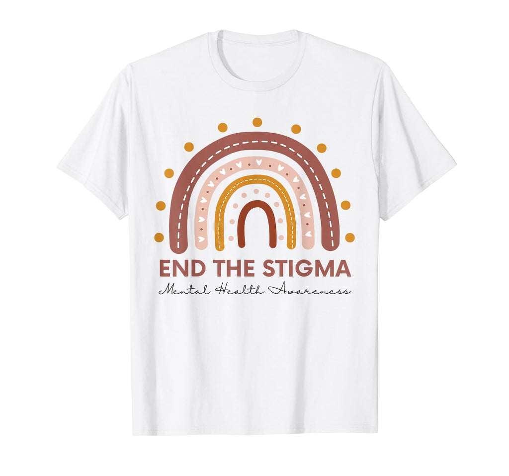 End Stigma Boho Rainbow Mental Health T-Shirt - Custom Art Print Men Women - T-Shirt, Sweatshirt, Hoodie