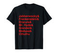 Literature Monsters Character List T-Shirt - Novelty Apparel Unisex - T-Shirt, Sweatshirt, Hoodie