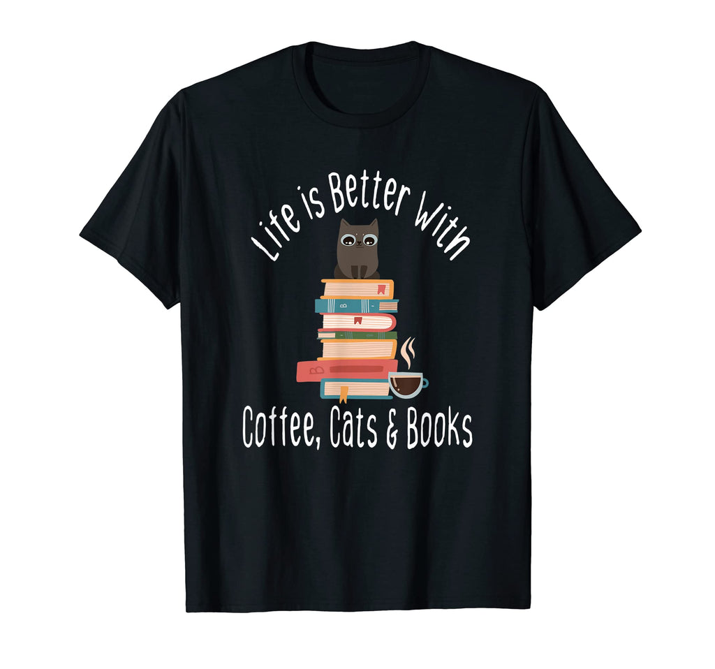 Funny Life Is Better Books Cats T-Shirt - Casual Everyday Wear for Adults - T-Shirt, Sweatshirt, Hoodie