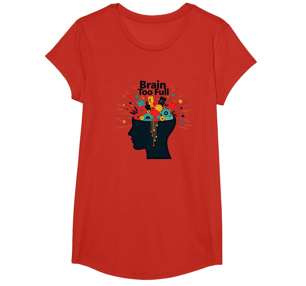 Im Overstimulated Brain Too Full Art Red T-Shirt - Unique Graphic Unisex - T-Shirt, Sweatshirt, Hoodie
