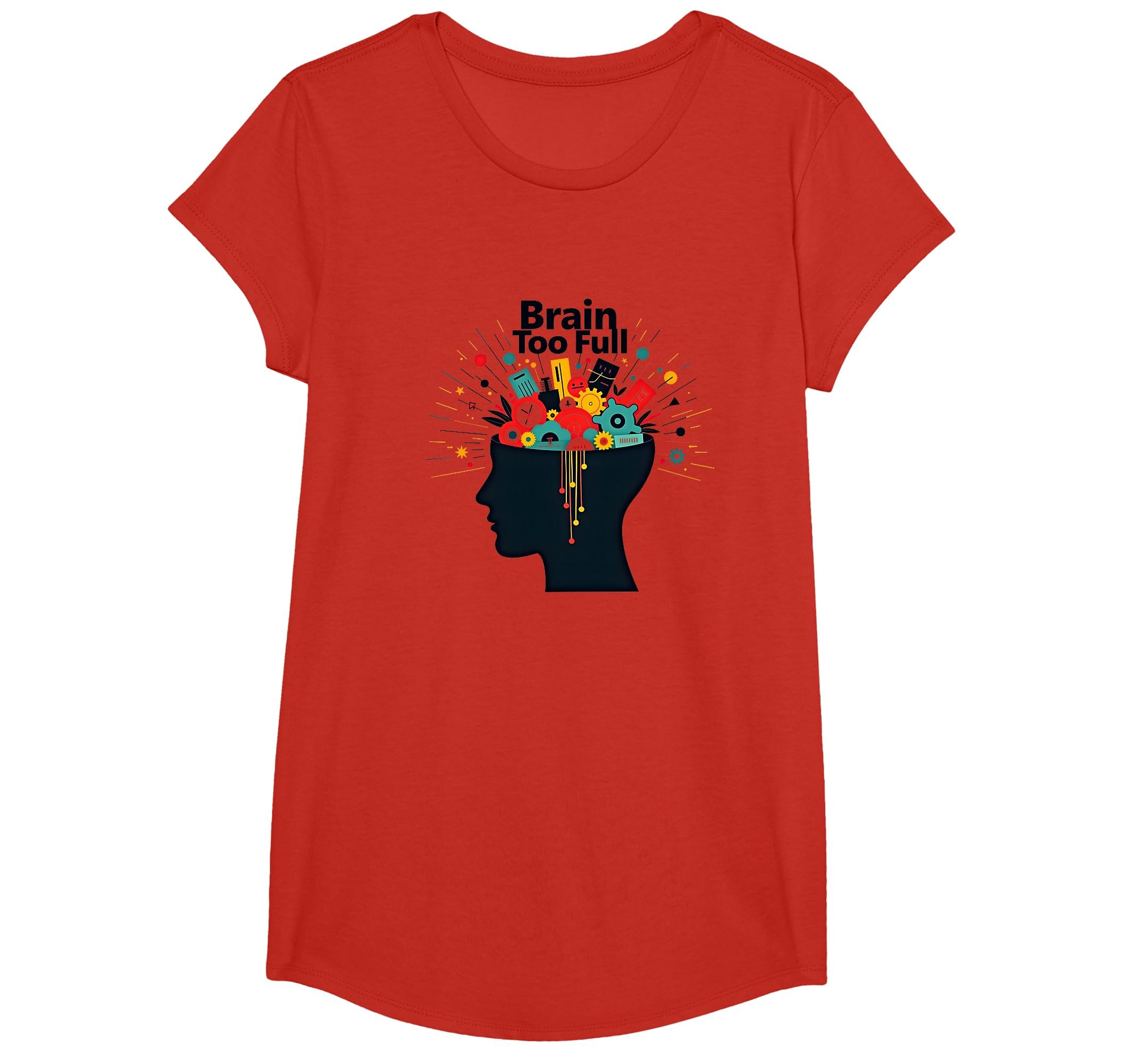 Im Overstimulated Brain Too Full Art Red T-Shirt - Unique Graphic Unisex - T-Shirt, Sweatshirt, Hoodie