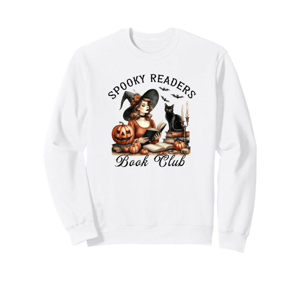Halloween Witch Reading Spooky Readers Sweatshirt - Unique Graphic Unisex - T-Shirt, Sweatshirt, Hoodie