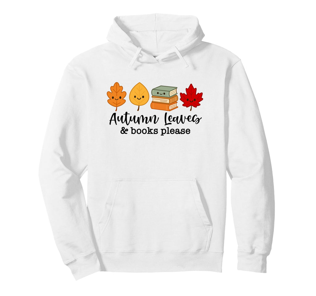 Kawaii Autumn Leaves And Books Fall Hoodie - Custom Art Print for Adults - T-Shirt, Sweatshirt, Hoodie