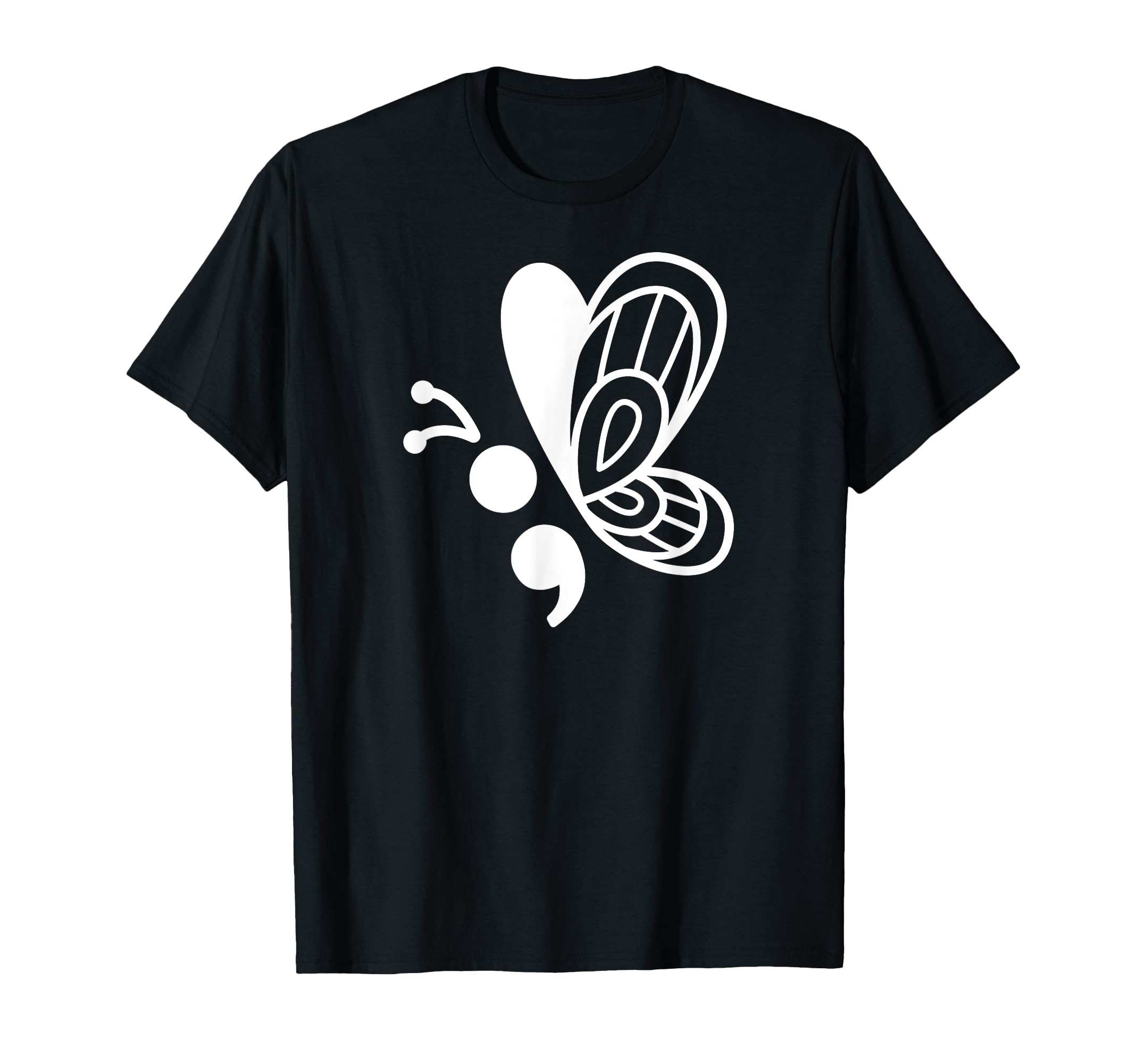 Butterfly Semicolon Mental Health T-Shirt - Novelty Apparel Men Women - T-Shirt, Sweatshirt, Hoodie