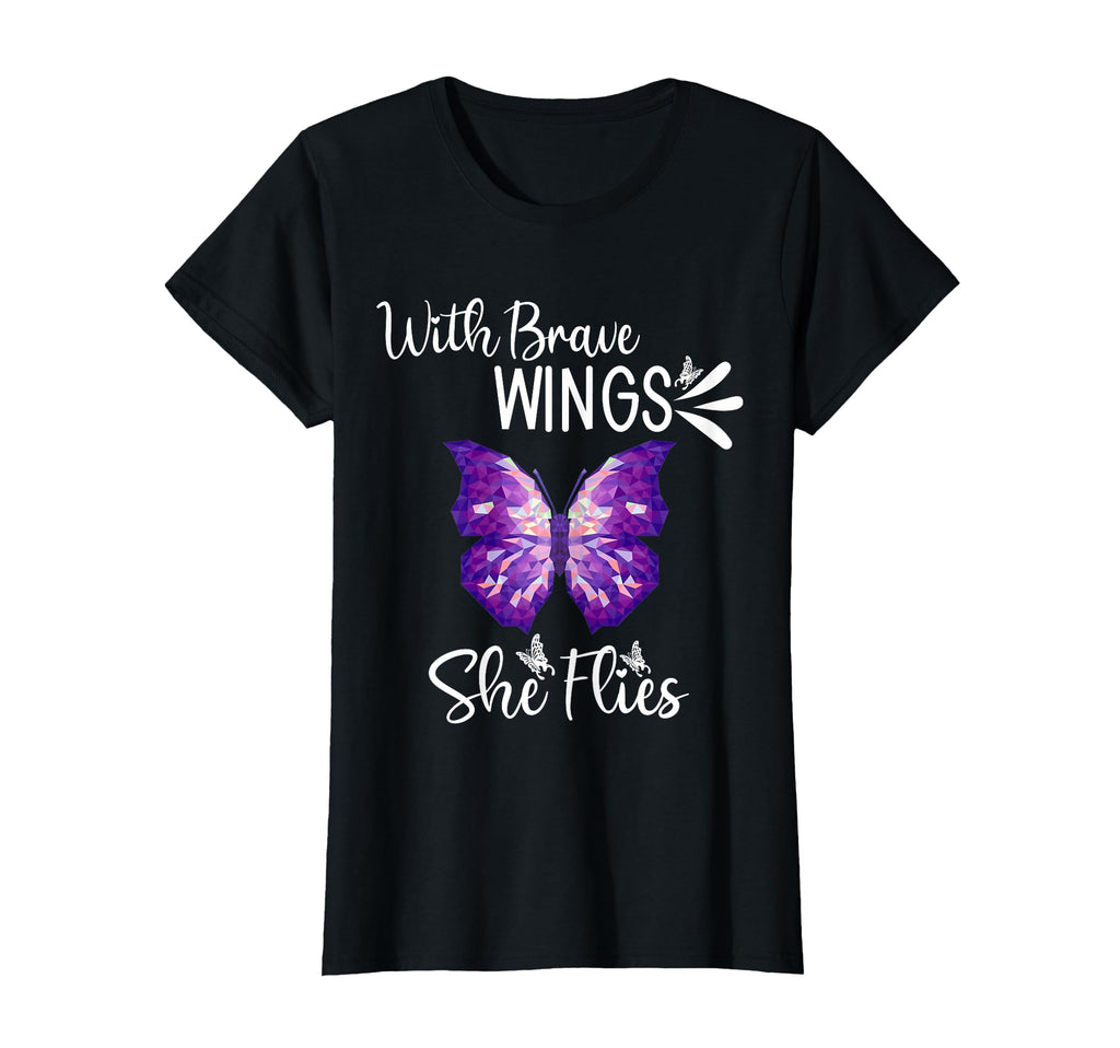 Purple Butterfly Brave Wings She Flies T-Shirt - Trendy Graphic Men Women - T-Shirt, Sweatshirt, Hoodie