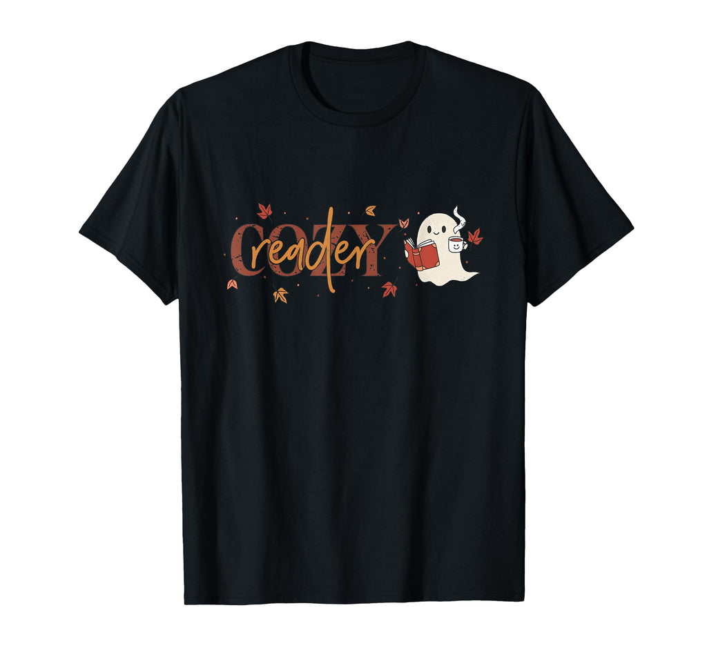 Cozy Readers Boo Books And Coffee Ghost T-Shirt - Minimalist Print Unisex - T-Shirt, Sweatshirt, Hoodie