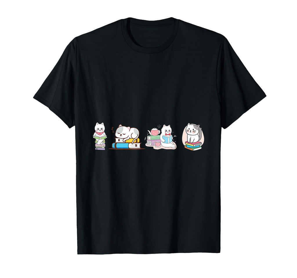Cat Reading Book Lover Bookworm T-Shirt - Aesthetic Graphic for Adults - T-Shirt, Sweatshirt, Hoodie