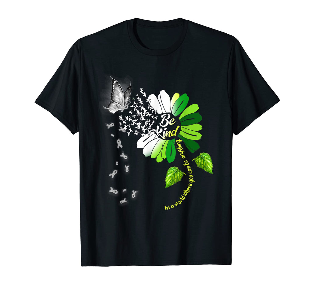Be Kind Green Ribbon Sunflower Mental T-Shirt - Unique Graphic Unisex - T-Shirt, Sweatshirt, Hoodie