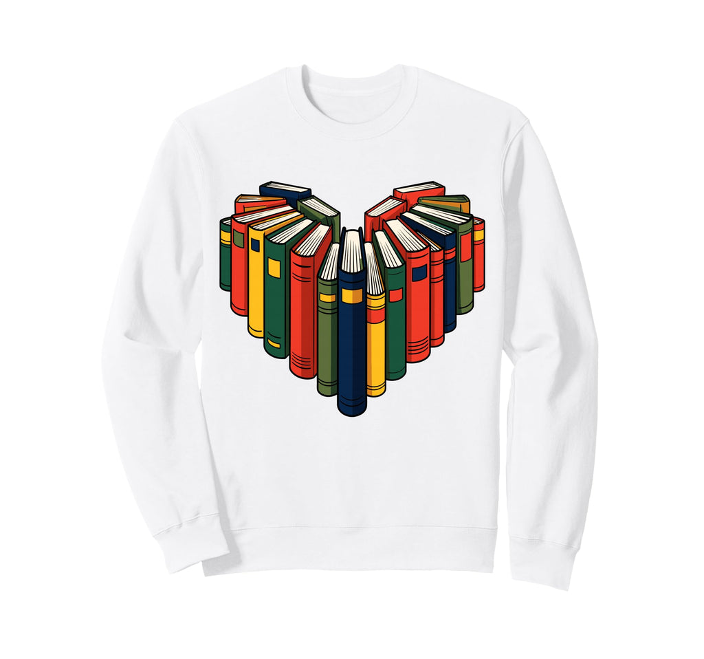 Book Lover Heart Shape Bookish Sweatshirt - Custom Art Print Unisex - T-Shirt, Sweatshirt, Hoodie