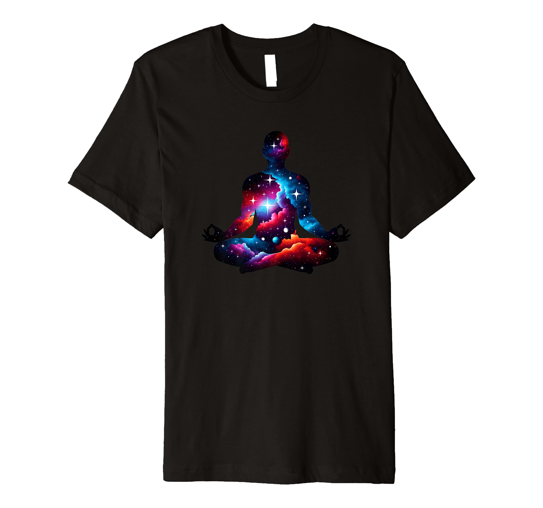 Meditation Pose Galaxy Pattern T-Shirt - Aesthetic Graphic Men Women - T-Shirt, Sweatshirt, Hoodie