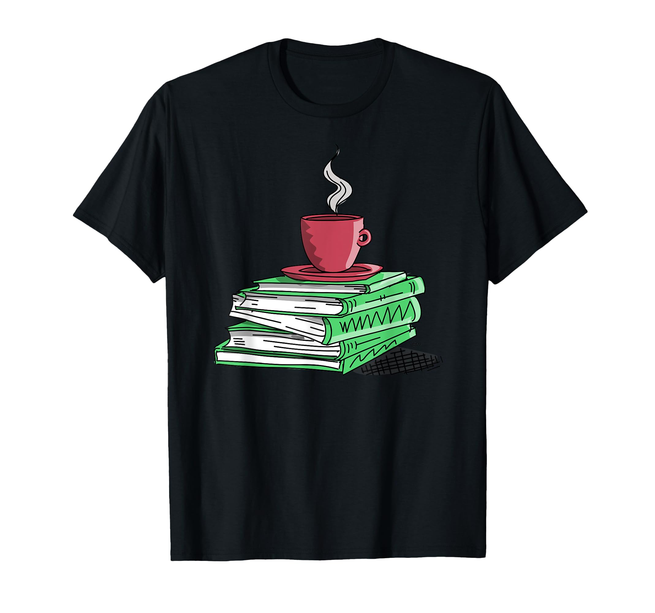 Coffee And Books Lover Red And Green T-Shirt - Unique Graphic Unisex - T-Shirt, Sweatshirt, Hoodie
