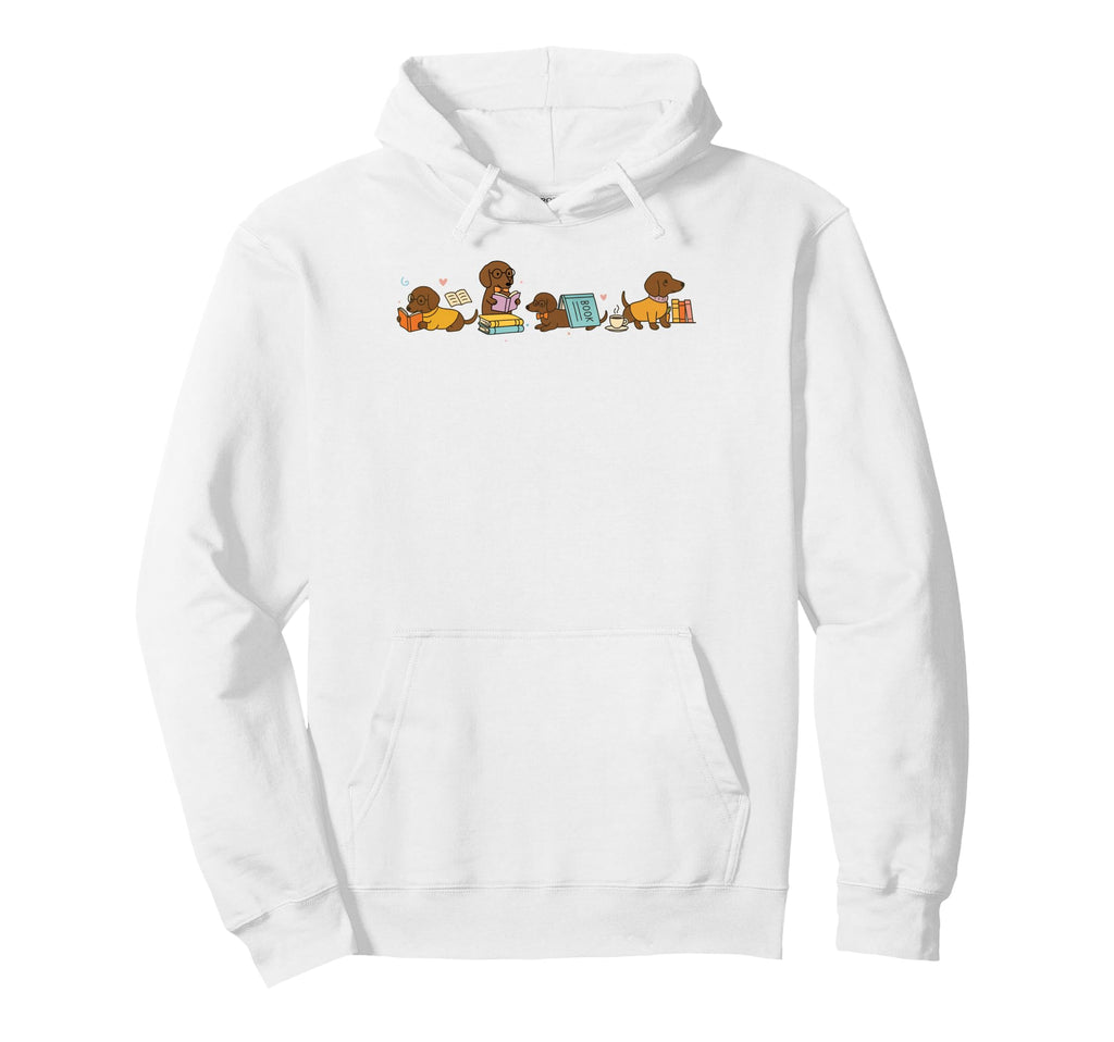 Dachshund Reading Books Wiener Mom Book Hoodie - Trendy Graphic Men Women - T-Shirt, Sweatshirt, Hoodie