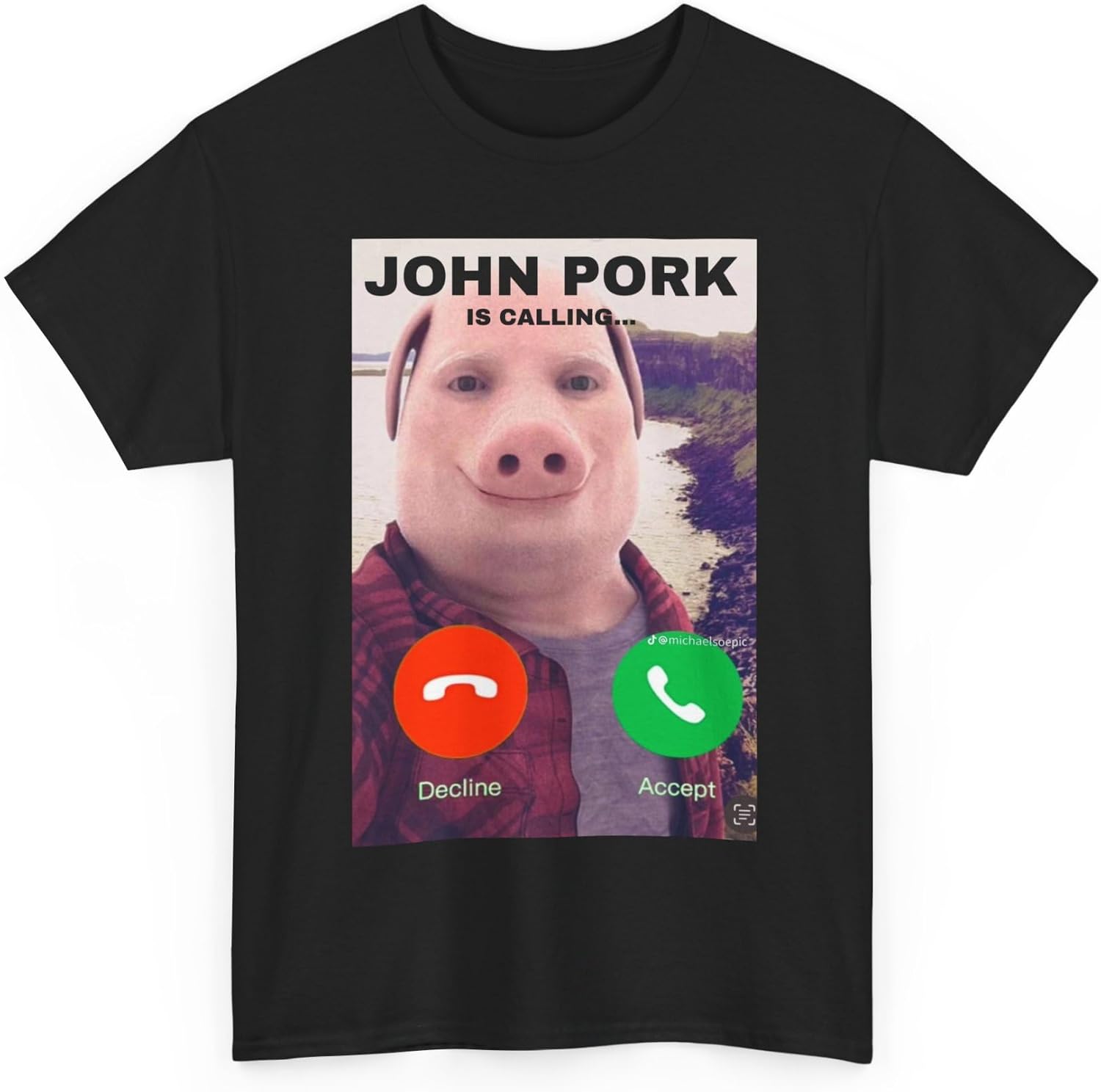 John Pork Funny Answer Call Phone T-Shirt, Brainrot T-Shirt Unisex T-shirt, Sweatshirt, Hoodie, Long Sleeve Tee - T-Shirt, Sweatshirt, Hoodie