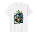 Dragon Reading Book Funny Fantasy T-Shirt - Minimalist Print for Adults - T-Shirt, Sweatshirt, Hoodie