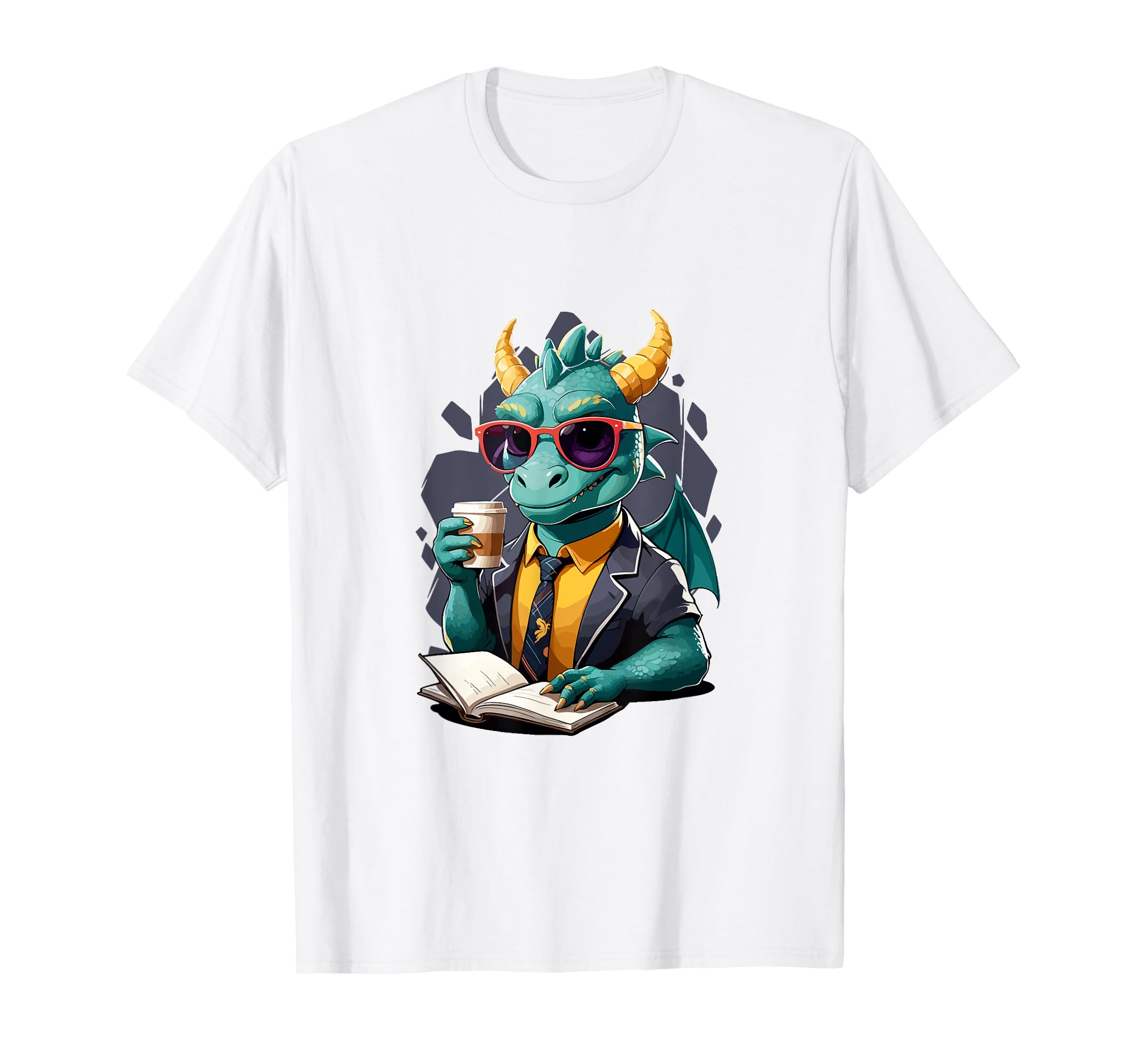 Dragon Reading Book Funny Fantasy T-Shirt - Minimalist Print for Adults - T-Shirt, Sweatshirt, Hoodie