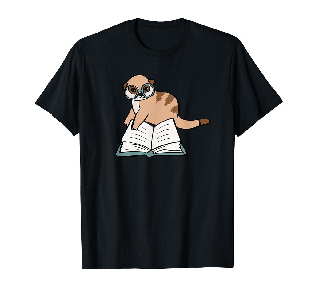 Meerkat Reading Literature Books T-Shirt - Custom Art Print for Adults - T-Shirt, Sweatshirt, Hoodie