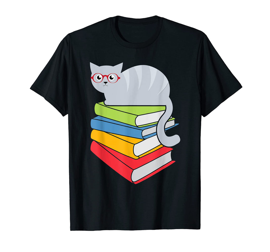 Cat And Books Nerdy Cat Literature Reader T-Shirt - Novelty Apparel Unisex - T-Shirt, Sweatshirt, Hoodie