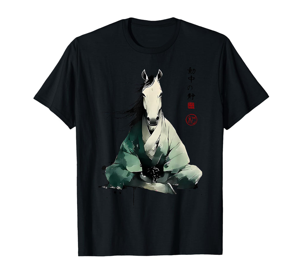 Horse Practicing Mindfulness T-Shirt - Minimalist Print for Adults - T-Shirt, Sweatshirt, Hoodie