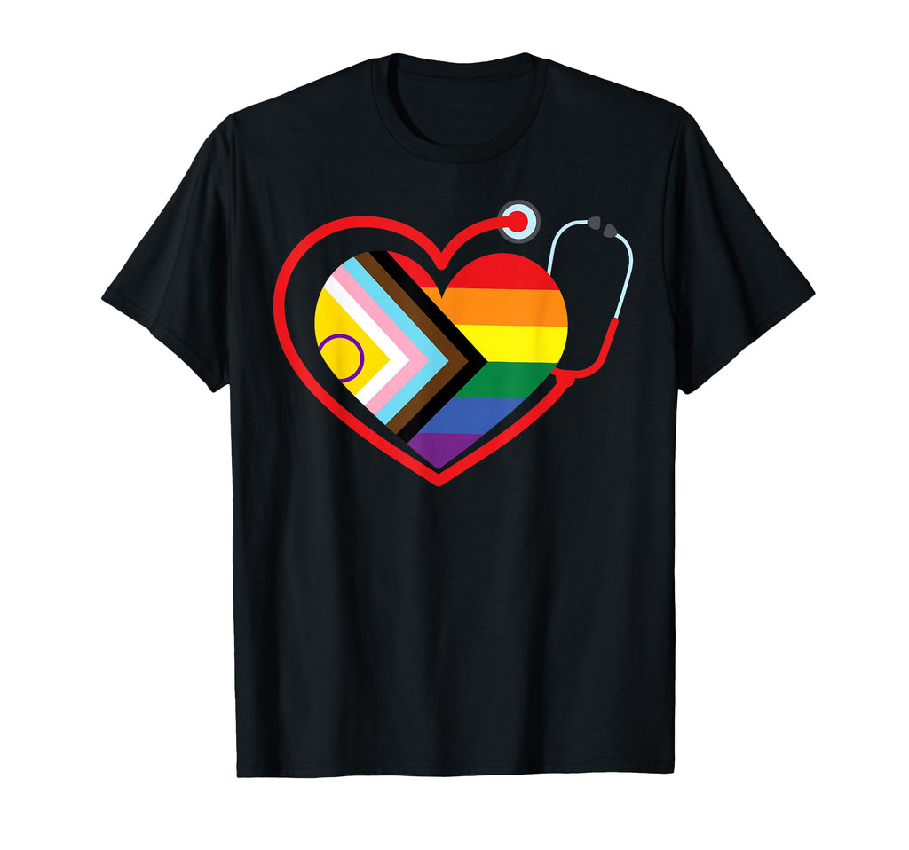 Rainbow Heart Lgbtq Doctor Nurse Medical T-Shirt - Custom Art Print Unisex - T-Shirt, Sweatshirt, Hoodie