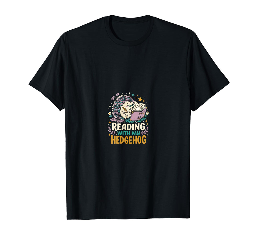 Reading My Hedgehog Book Nerd Reader T-Shirt - Trendy Graphic Unisex - T-Shirt, Sweatshirt, Hoodie