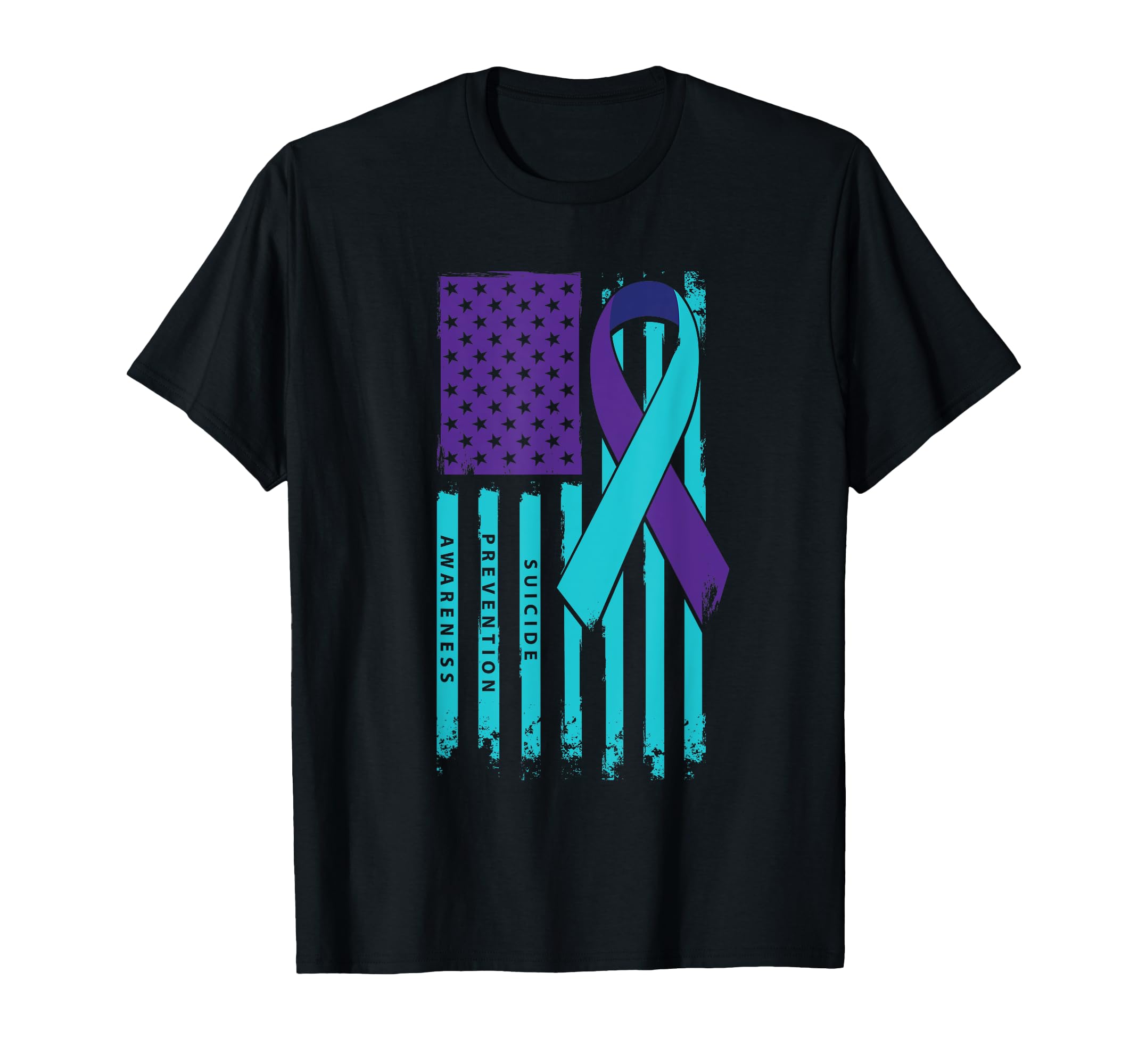 American Flag Ribbon Suicide T-Shirt - Custom Art Print Men Women - T-Shirt, Sweatshirt, Hoodie