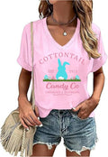 Easter Shirts for Women V Neck Cute Rabbit Graphic Tee Happy Easter T Shirt Bunny Shirt Gift Holiday Tops - T-Shirt, Sweatshirt, Hoodie