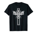 Sacred Cross Moth Goth Horror T-Shirt - Minimalist Print for Adults - T-Shirt, Sweatshirt, Hoodie