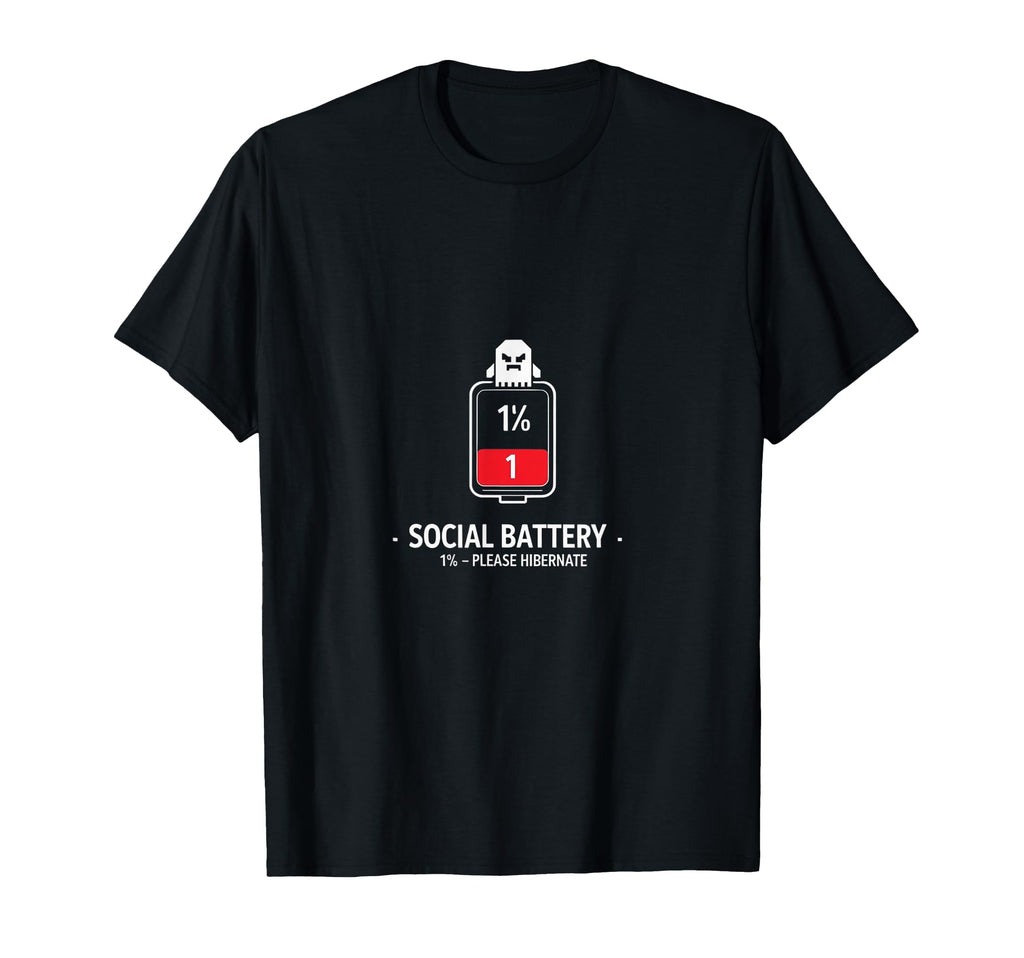 Social Battery Low Outline Icon T-Shirt - Minimalist Print for Adults - T-Shirt, Sweatshirt, Hoodie