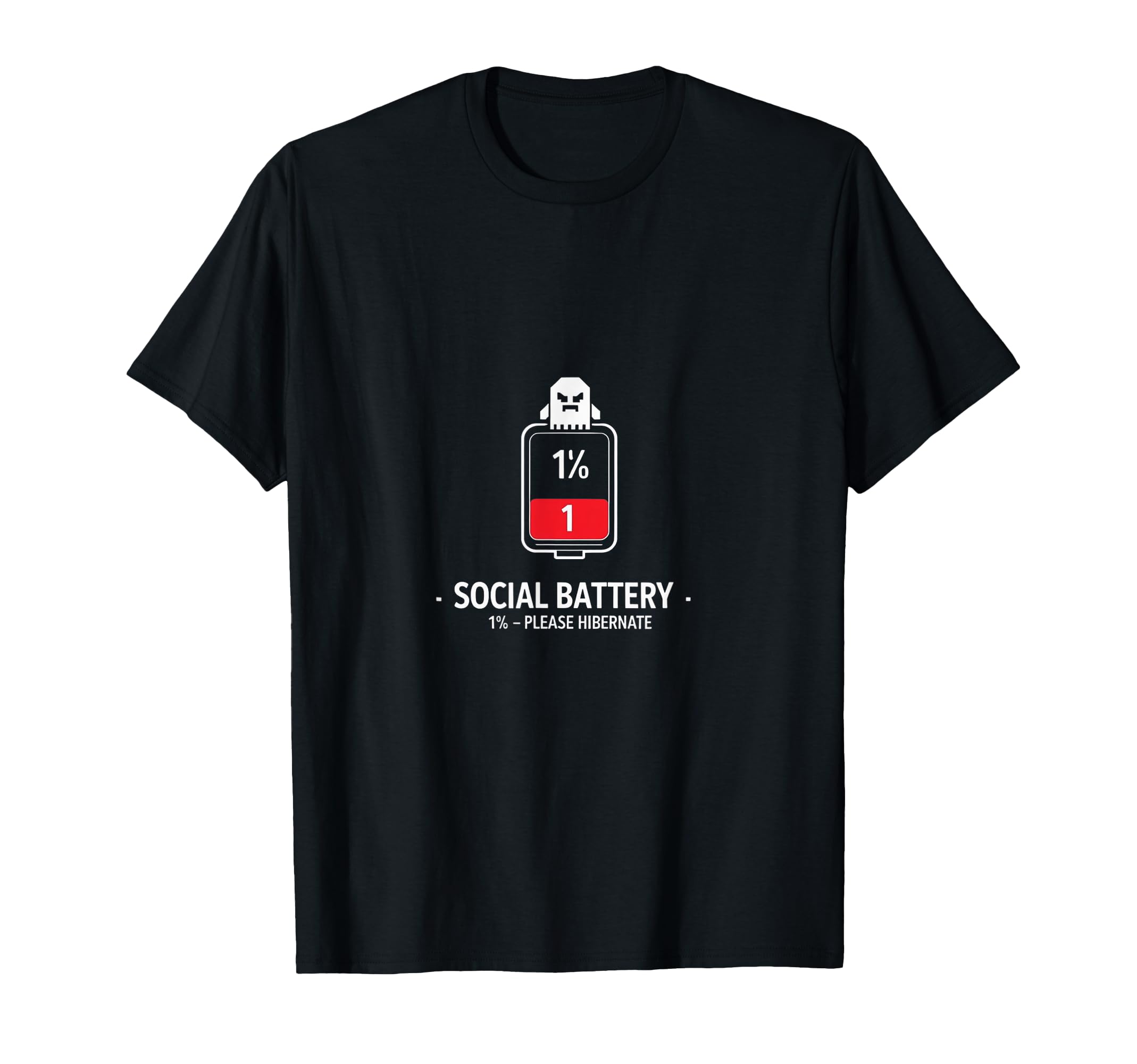 Social Battery Low Outline Icon T-Shirt - Minimalist Print for Adults - T-Shirt, Sweatshirt, Hoodie