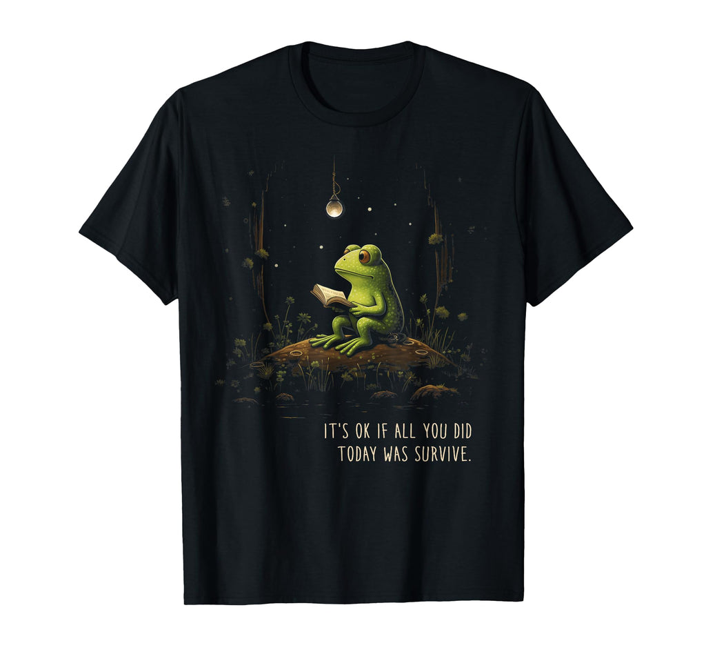 Whimsical Frog Sitting Mushroom T-Shirt - Unique Graphic for Adults - T-Shirt, Sweatshirt, Hoodie