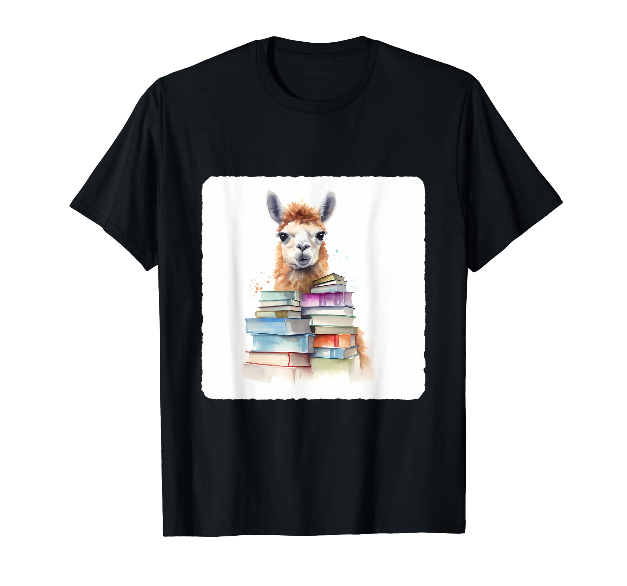 Alpaca Stack Books Literary Alpaca T-Shirt - Minimalist Print for Adults - T-Shirt, Sweatshirt, Hoodie