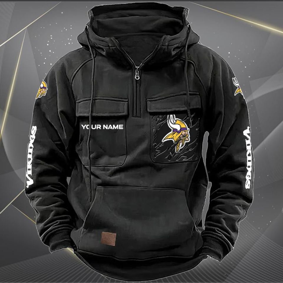 Minnesota Vikings Custom Cargo Hoodie Unisex T-shirt, Sweatshirt, Hoodie, Long Sleeve Tee - T-Shirt, Sweatshirt, Hoodie