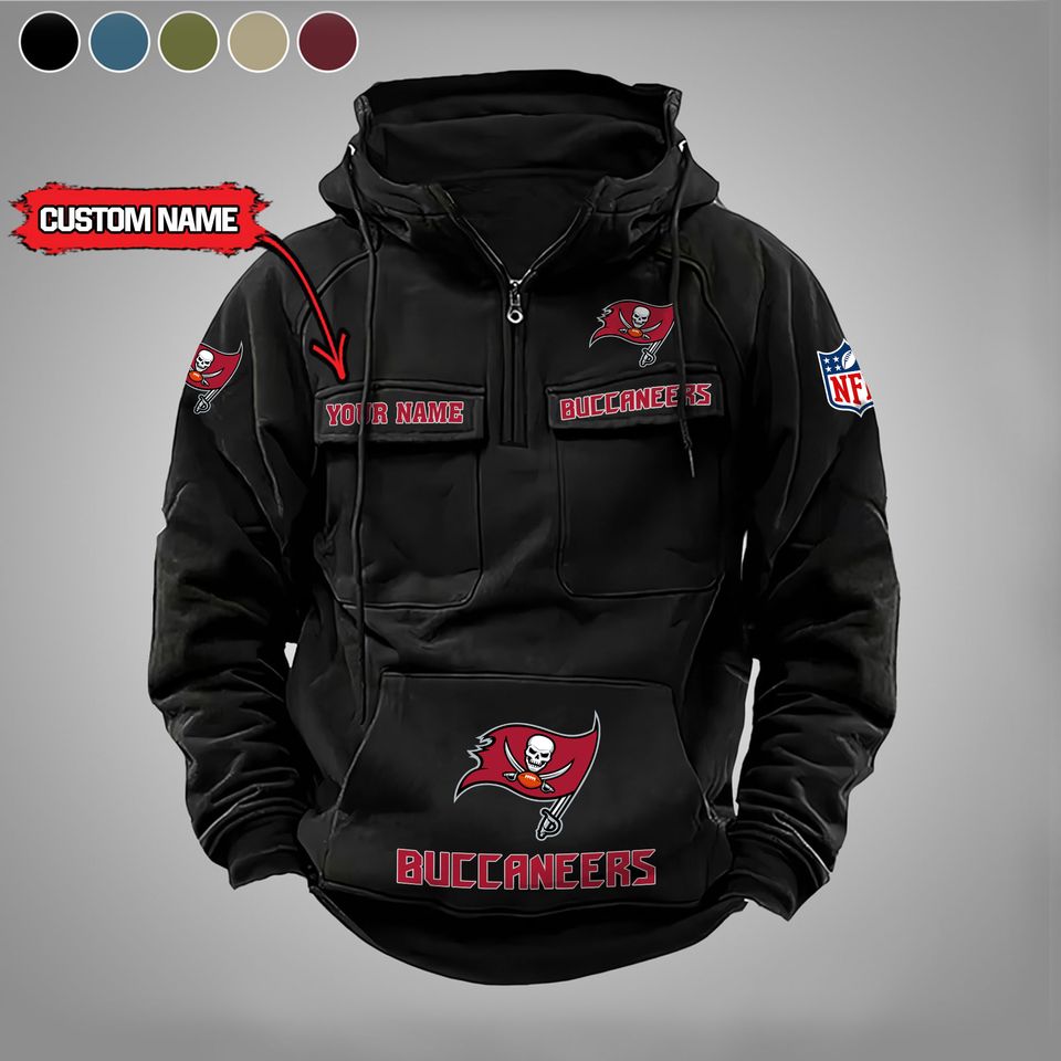 Tampa Bay Buccaneers Custom Name Cargo Hoodie Unisex T-shirt, Sweatshirt, Hoodie, Long Sleeve Tee - T-Shirt, Sweatshirt, Hoodie