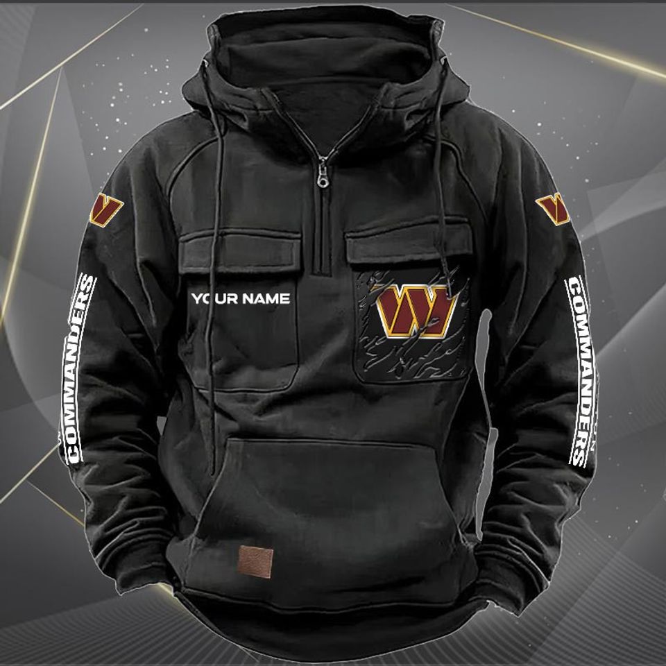 Washington Commanders Custom Name Cargo Hoodie Unisex T-shirt, Sweatshirt, Hoodie, Long Sleeve Tee - T-Shirt, Sweatshirt, Hoodie