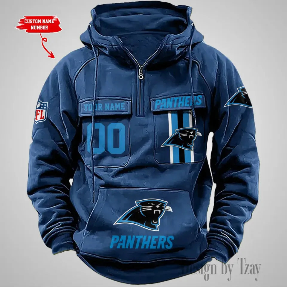 Carolina Panthers Vintage Men Hoodies With Custom Name & Number Unisex T-shirt, Sweatshirt, Hoodie, Long Sleeve Tee - T-Shirt, Sweatshirt, Hoodie