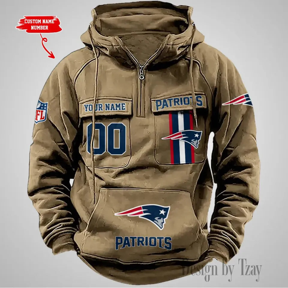 NE Patriots Vintage Men Hoodies With Custom Name & Number Unisex T-shirt, Sweatshirt, Hoodie, Long Sleeve Tee - T-Shirt, Sweatshirt, Hoodie