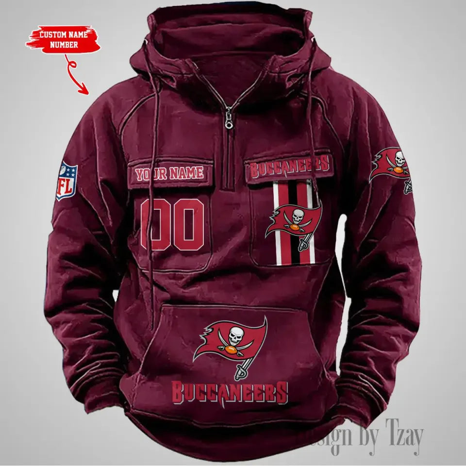 Tampa B Buccaneers Vintage Men Hoodies With Custom Name & Number Unisex T-shirt, Sweatshirt, Hoodie, Long Sleeve Tee - T-Shirt, Sweatshirt, Hoodie