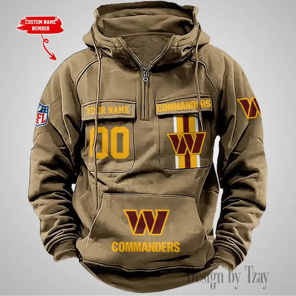 Washington Commanders Vintage Men Hoodies With Custom Name & Number Unisex T-shirt, Sweatshirt, Hoodie, Long Sleeve Tee - T-Shirt, Sweatshirt, Hoodie