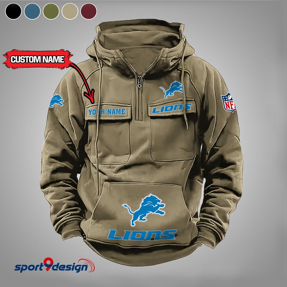 Detroit Lions Custom Vintage Cargo Hoodie Unisex T-shirt, Sweatshirt, Hoodie, Long Sleeve Tee - T-Shirt, Sweatshirt, Hoodie