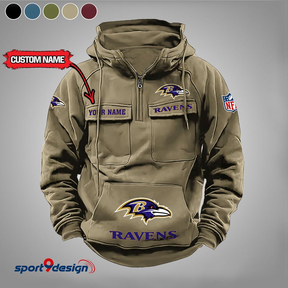 Baltimore Ravens Custom Vintage Cargo Hoodie Unisex T-shirt, Sweatshirt, Hoodie, Long Sleeve Tee - T-Shirt, Sweatshirt, Hoodie